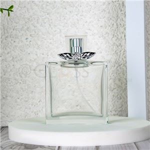 flache, quadratische Parfümflasche aus Glas